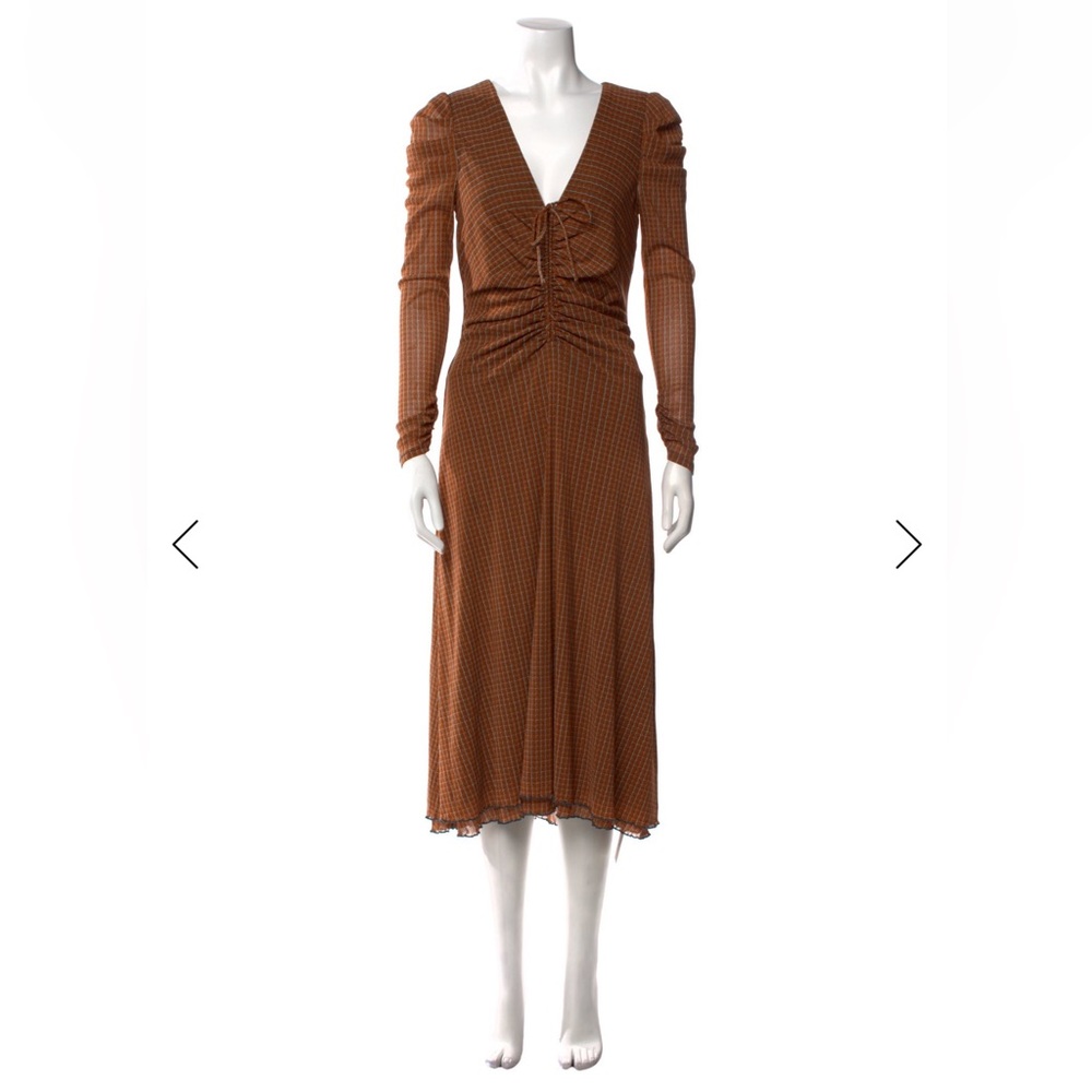 Elegant Brown Midi Dress plaid DVF USA M